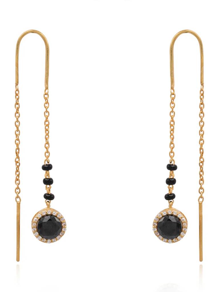 Black Onyx Silver Mangalsutra Sui Dhaga Earring : U080SG004E1166