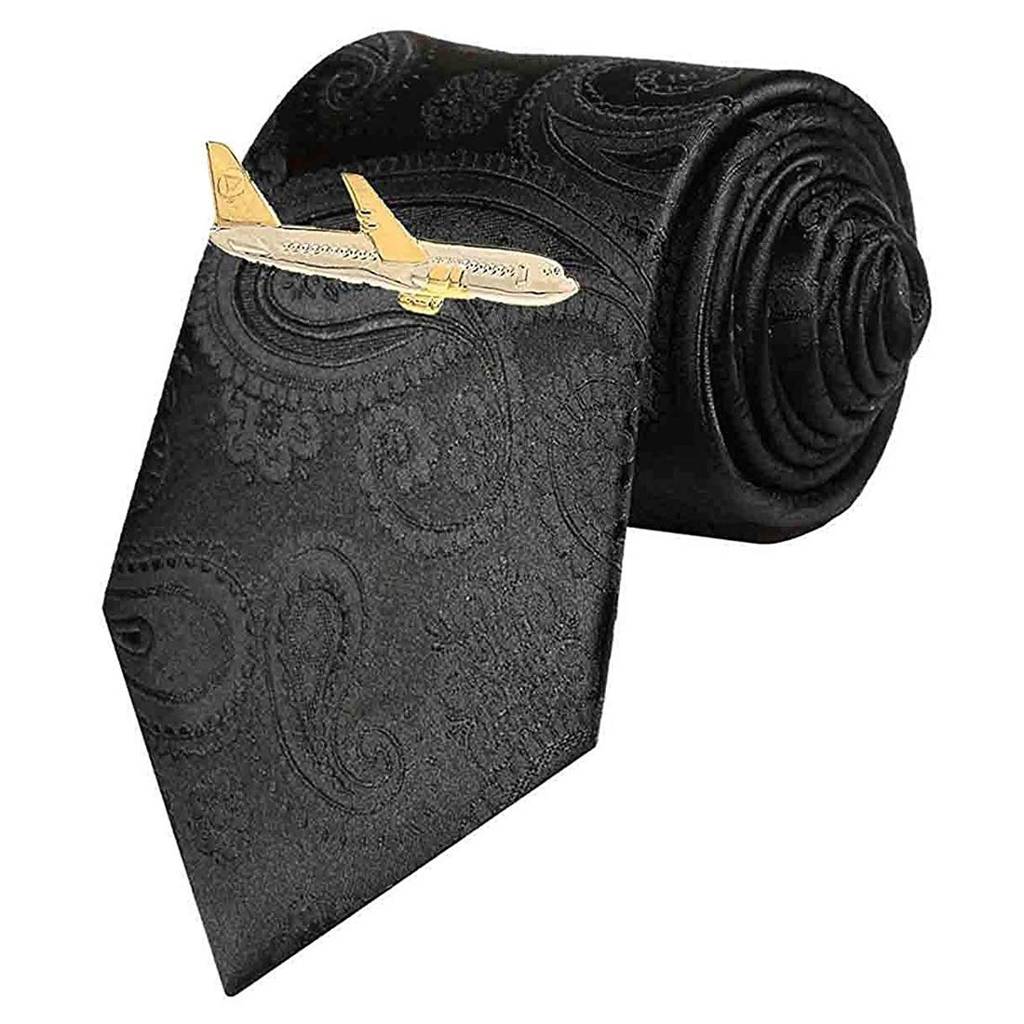 316L Stainless Steel Gold Plated Airplane Neck Tie Bar Clasp Clip For Men Boys Business Corporate Gift : PX9T02