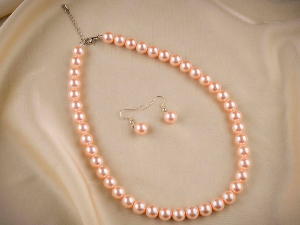 Peaches And Pink Pearl Necklace Set : PRMBS19