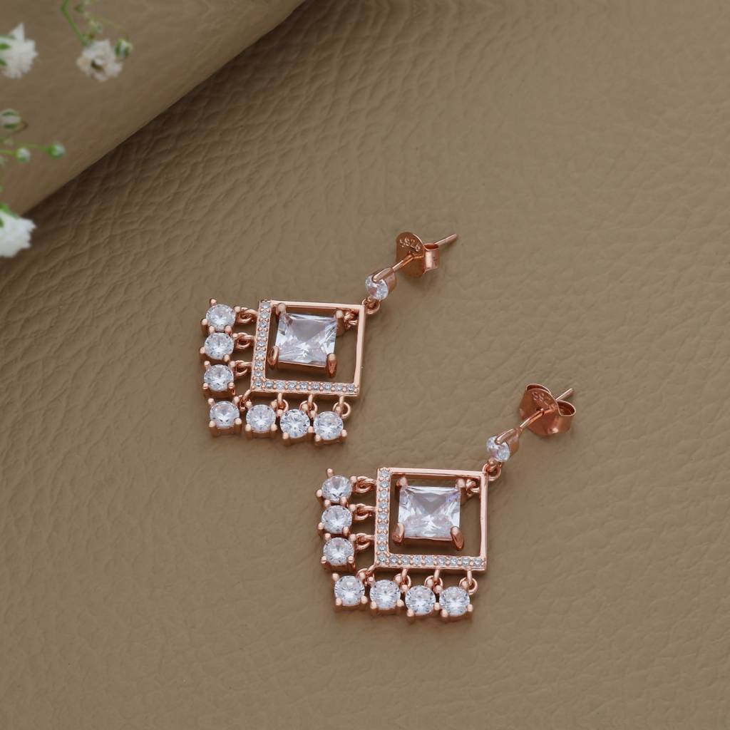 Classic Rose Gold Polish 925 Silver Drop Earring : ED-23