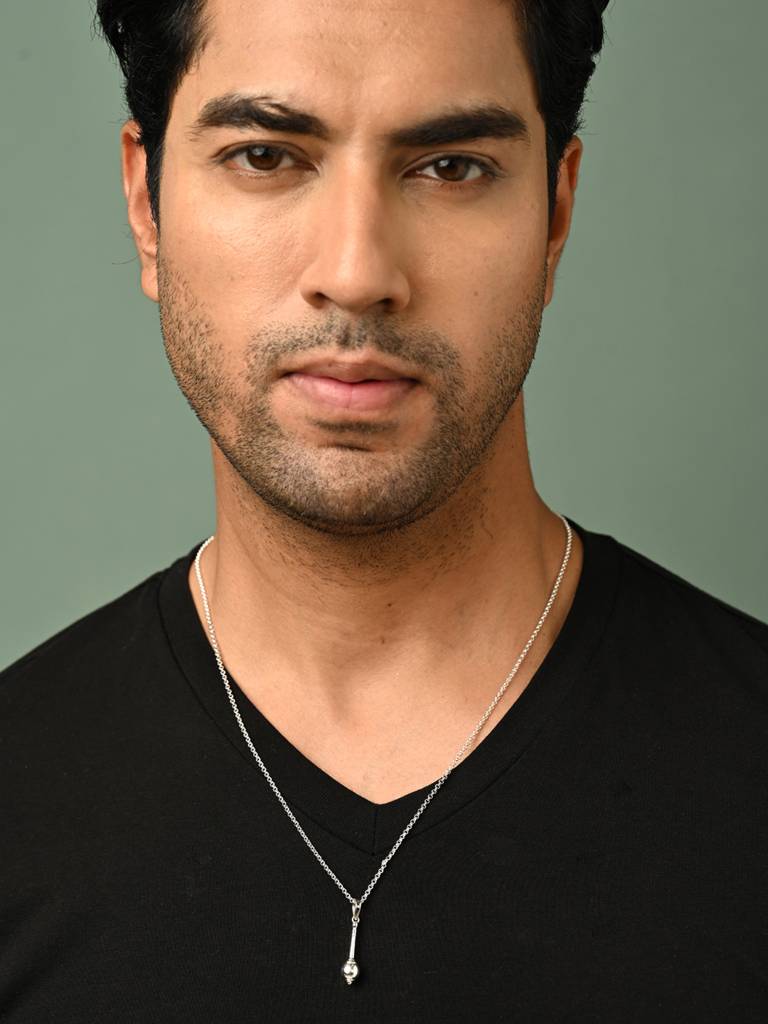 925 Silver Platinum Plated Religious Hanumanji Gada Men Pendant Necklace With Chain Gift For Men & Boys : CSMNP9