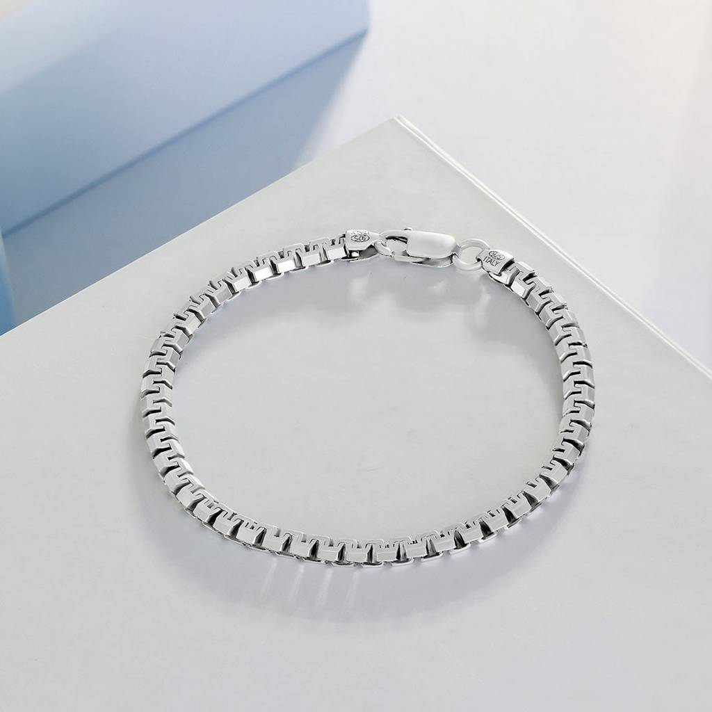 Iconic Rhodium-Plated 925 Sterling Silver Men'S Chain Bracelet (One Size) : BR-80415-R