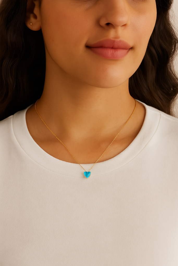 Birthstone Heart Necklace For Women | Premium Zircon Pendant Necklace : CJLX225410112LO