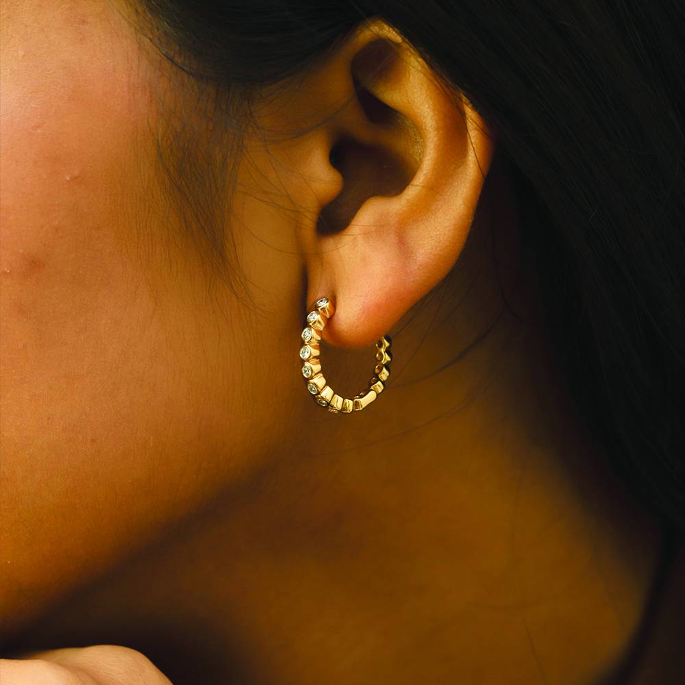 Beaded Huggies - Lab Diamond Earrings : LLER0096