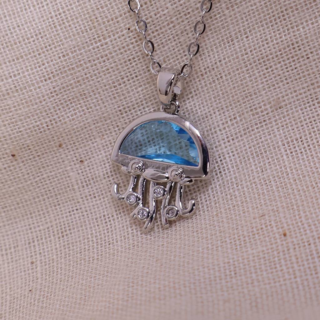 Women’S Silver Jellyfish Pendant Necklace | Ocean Inspired Fashion Jewelry For Girls & Women : LJMN003
