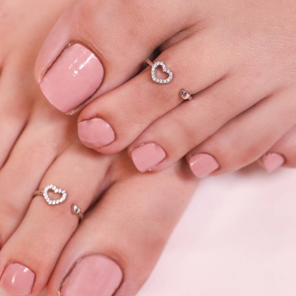 Hearts Silver Adjustable 925 Silver Toe Ring : TOE-10012