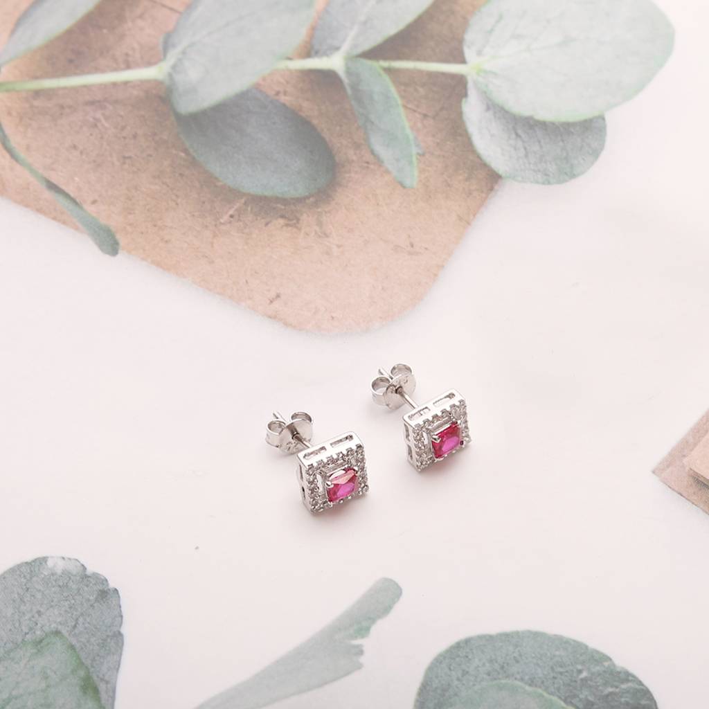 Iski Uski 925 Sterling Silver Evika Ruby Drop Earrings