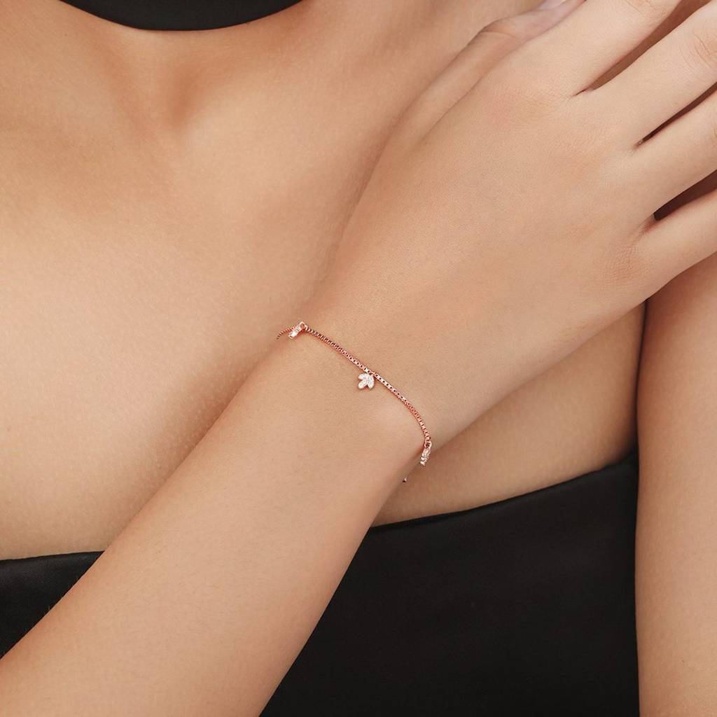 Nature'S Charm Rose Gold Plated 925 Sterling Silver Bracelet : BR-80440-RG