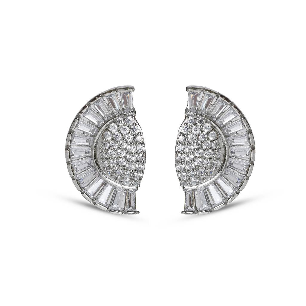 Half Flower 92.5 Sterling Silver Earrings : SE011