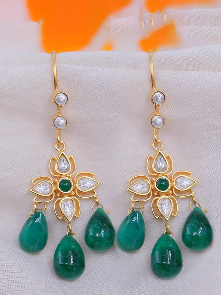 Silver 92.5 Green Sui Dhaga Earring : U080SG0012E1166