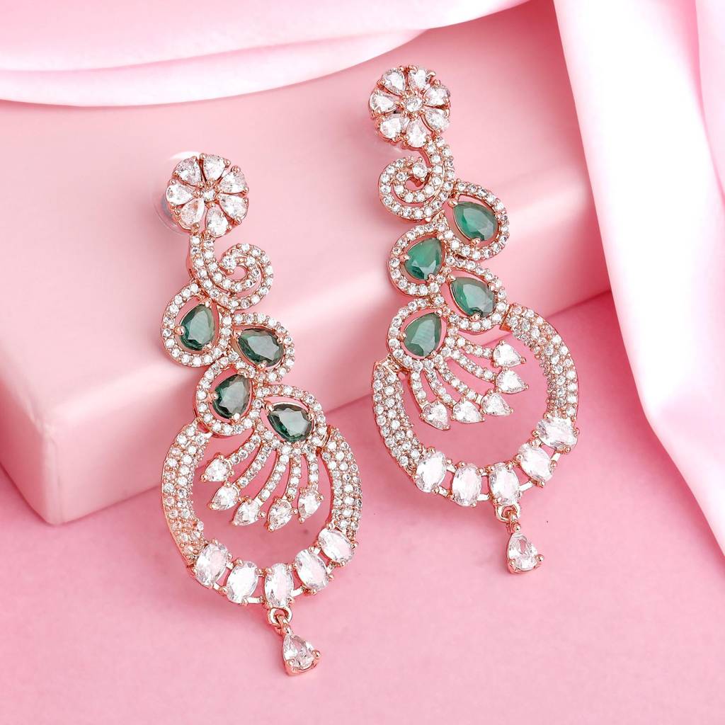 Estele Rose Gold Plated Cz Sparkling Earrings For Women