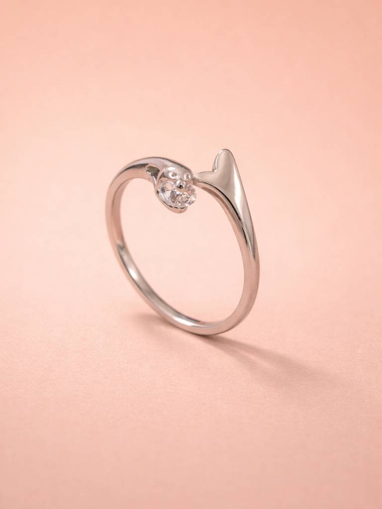 925 Pure Silver Star-Bound Solitaire Rhodium Plated Zircon Ring : LR1342