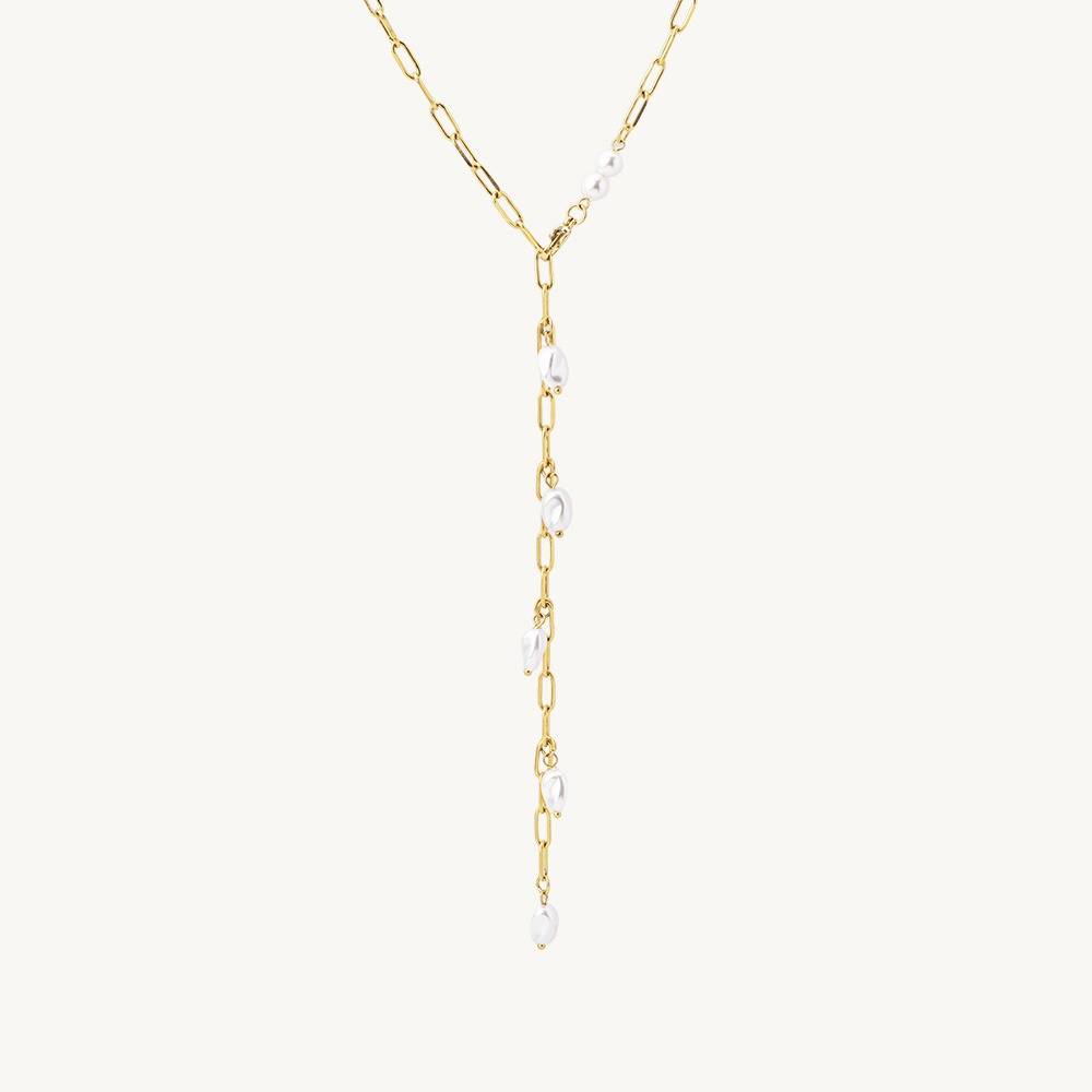 Urban Pearl Lariat Necklace For Women - Waterproof & Anti-Tarnish : NK0885