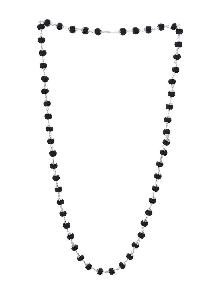 Divine Statement Karungali Mala With Silver Plated Cap Necklace With Lab Certificate For Minimal Style . : STLK8229