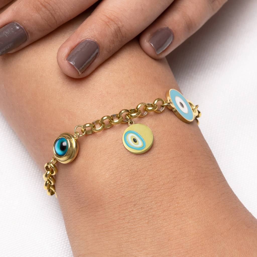 Evil Eye Chain Charm Bracelet For Women : HSPS60MB0645