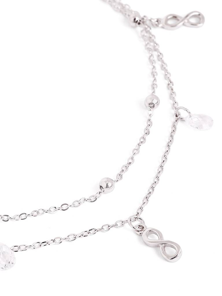 Silver Infinity Sparkling Drop Anklet : WAN00031