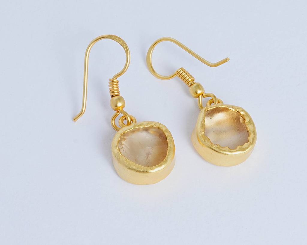 Uncut Round Citrine Earrings : NAGE29