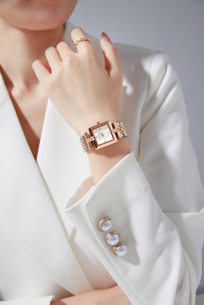 Daniel Hechter Paris Cambon Collection Luxury Watch For Women With Square Dial, Crystal Accents And Stainless Ste : DHW2008-22