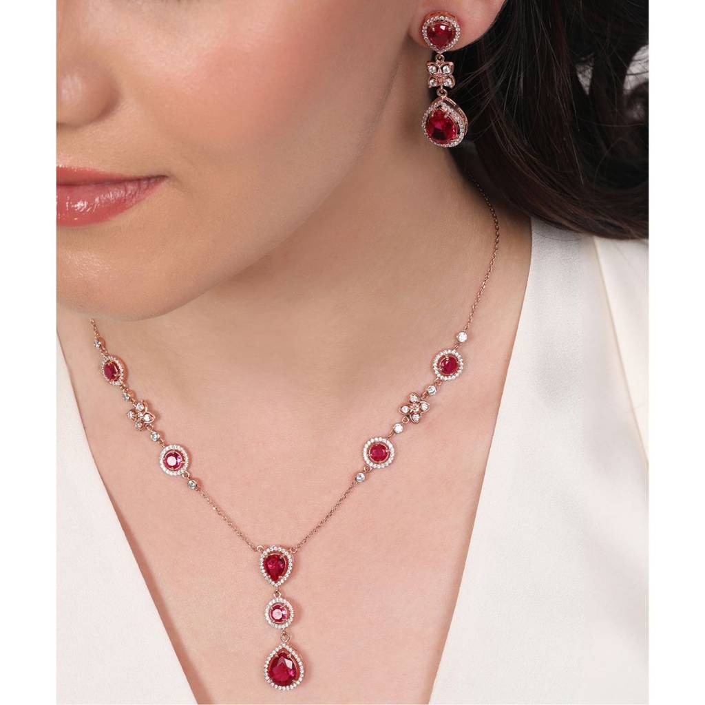 Blossom Bloom 925 Sterling Silver Rose Gold-Plated Jewellery Set : JS-70172-RG