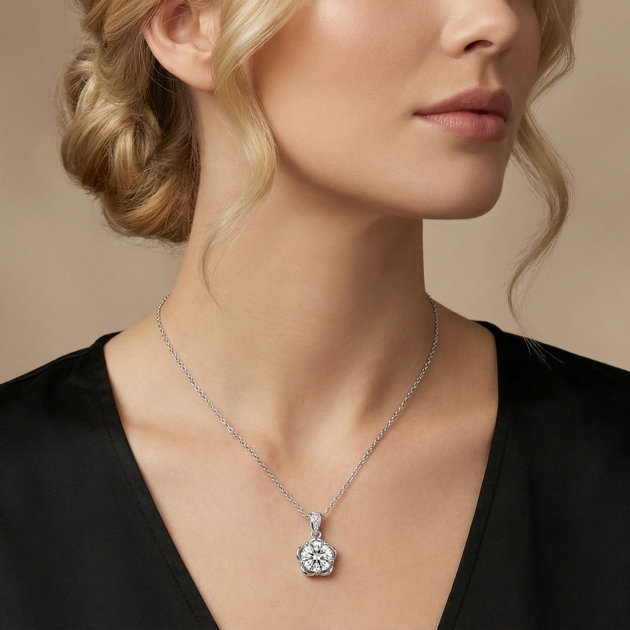 Royal Solitaire Necklace For Women | Classic Solitaire Crystal Pendant Jewellery : 7593660656