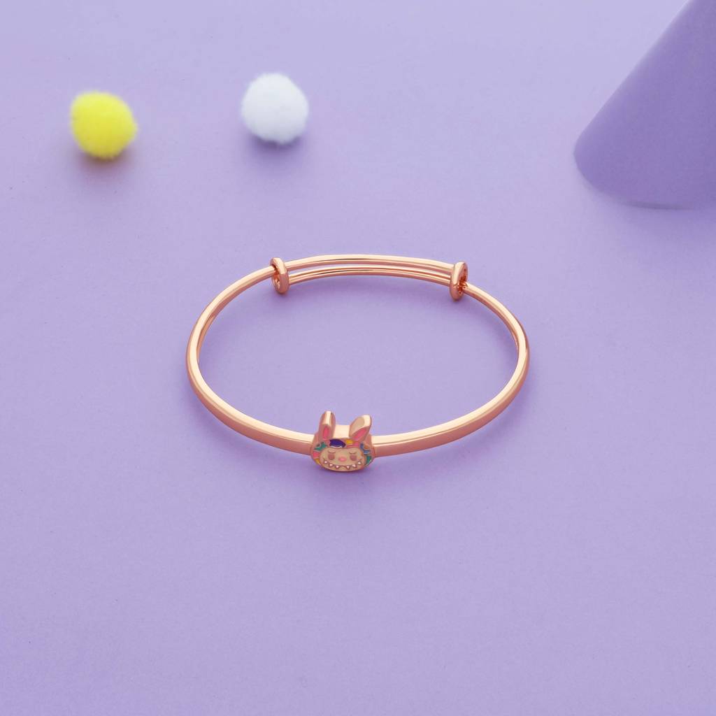 Sweet Pixie Rose Gold Polish 925 Kid Silver Bangles (0–5 Yrs) : KB-CC-RG-U-336-P
