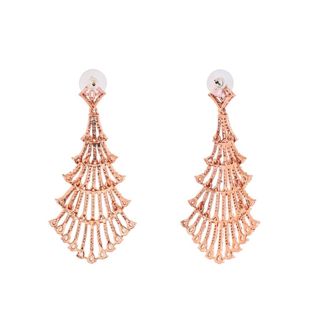 Estele Rose Gold Plated Cz Sparkling Earrings For Women