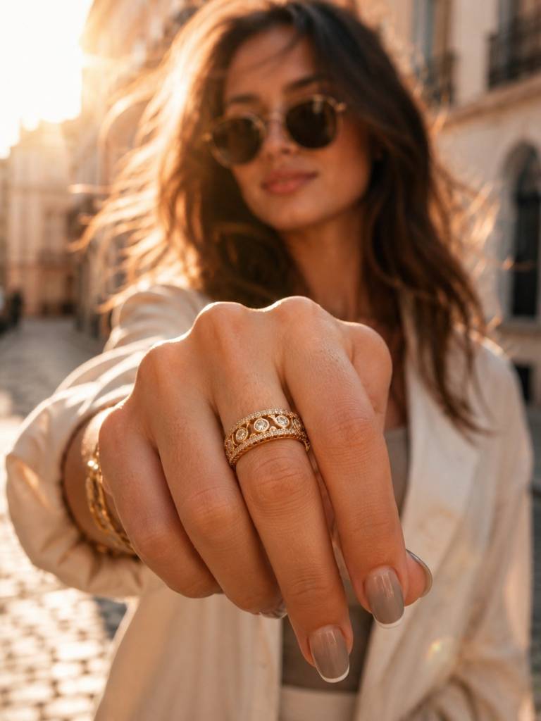 Designer Zig Zag Statement Ring – 18K Rose Gold Cz Stackable Ring : S925R942DZSR