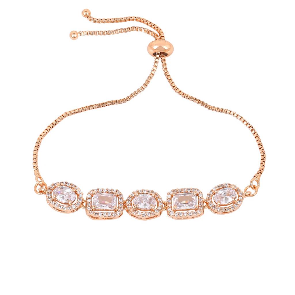 Estele Rose Gold Plated Cz Beautiful Designer Bracelet For Women : AD-051-RG-WEBR