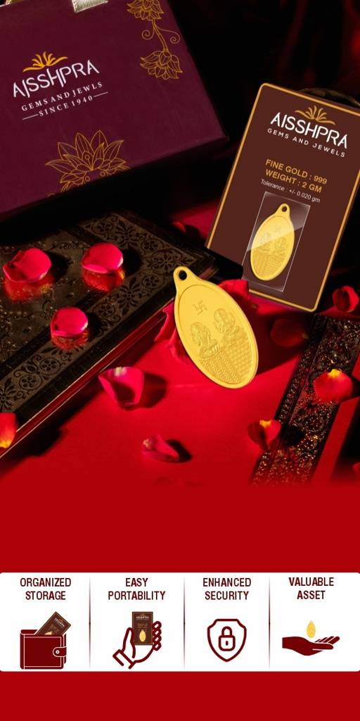 24 Kt 1 Gram Gold Coin Pendant Lakshmi Ji Ganesh Ji - 999 Purity : AGJ-Gld-Coin-999-LAXGAN-02