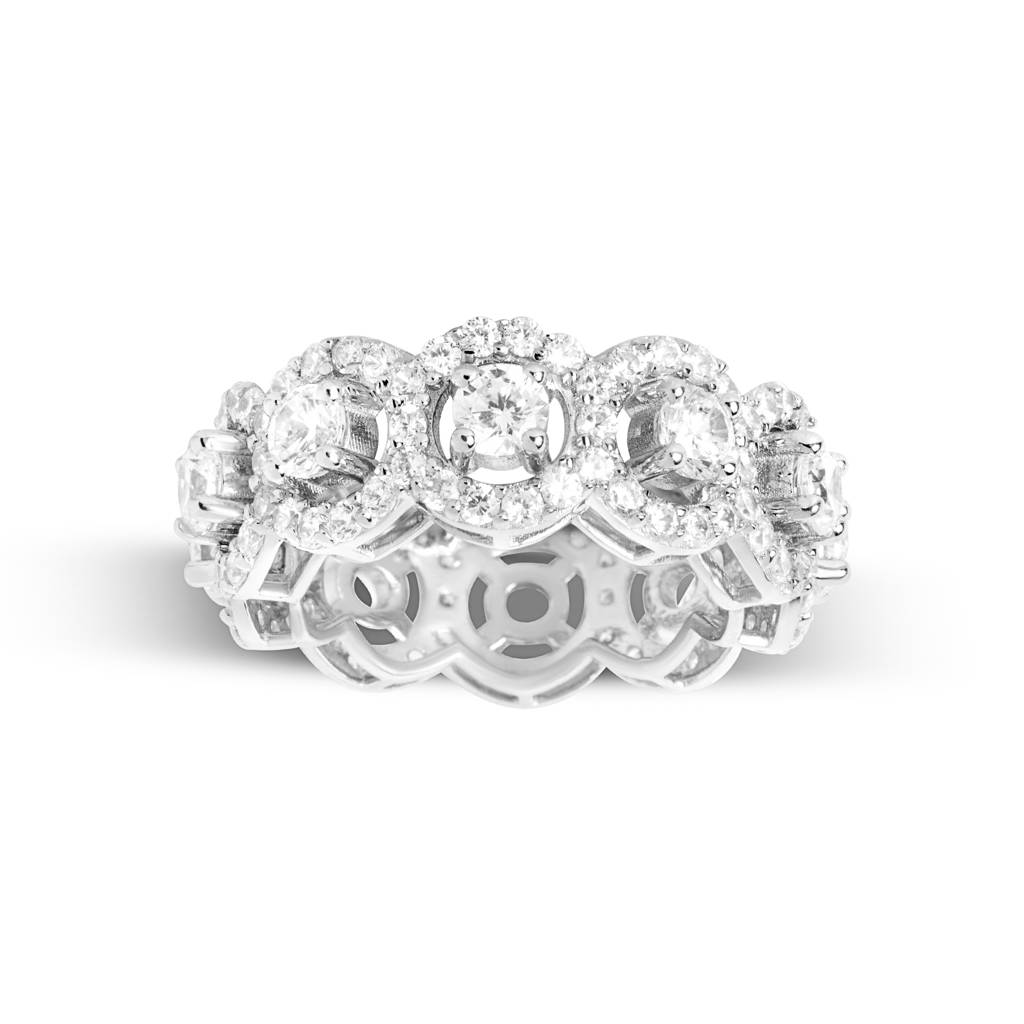 Dazzling Diamond Eternity Silver Ring : R036-WH-D-9