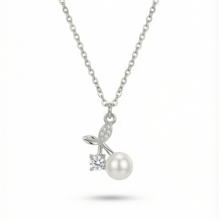 Cherry Pendant Necklace For Women – Elegant Double Cherry Design With Sparkling Cz | Premium Fashion Jewellery Fo : 2685204835