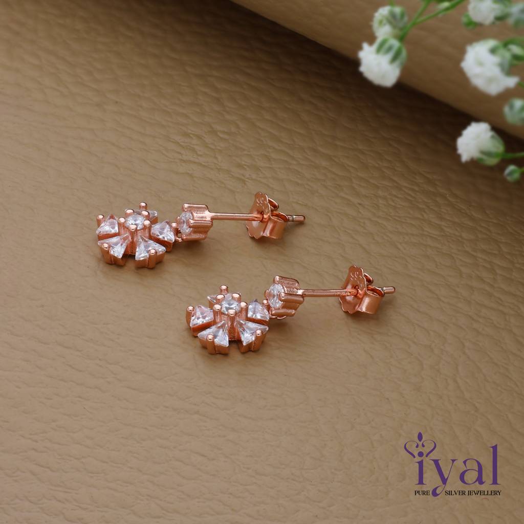 Snow Flake Shine 925 Silver Drop Earrings : ED-15