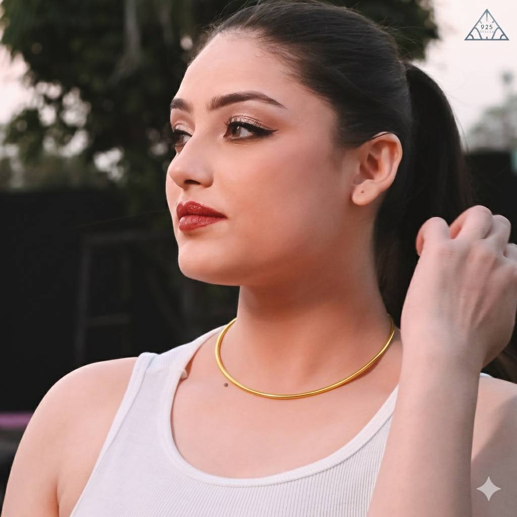 925 Pure Silver Golden Neck Chain : CH1010