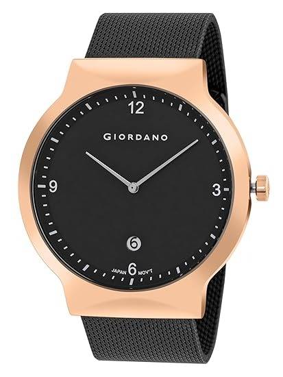 Analog Casual Round Dial Wrist Watch For Men With Mesh Metal Strap And Date Window : GZ-50057-33