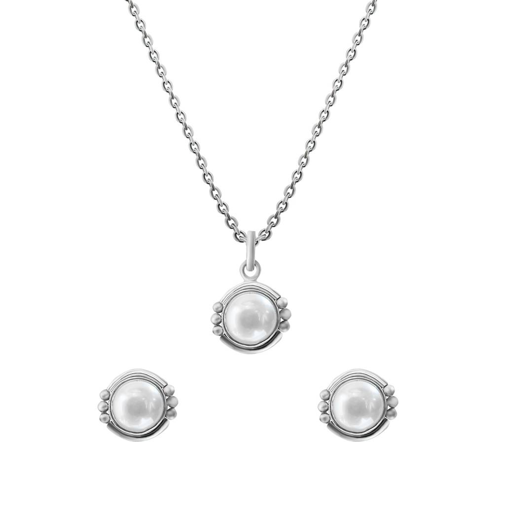 925 Silver Pearl Core Jewellery Set : IS-NC-JS-1025