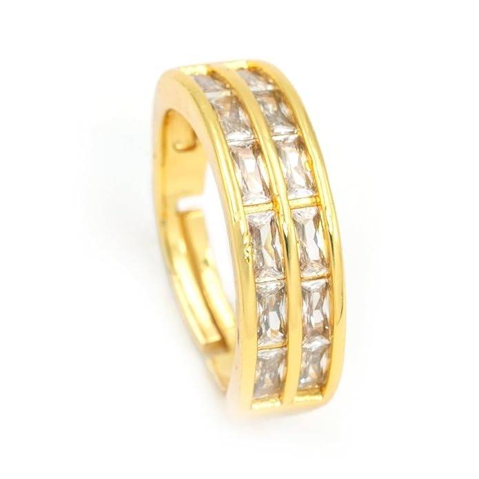 Gold-Plated Baguette Cut Anti-Tarnish Ring : HSPS60MB1037