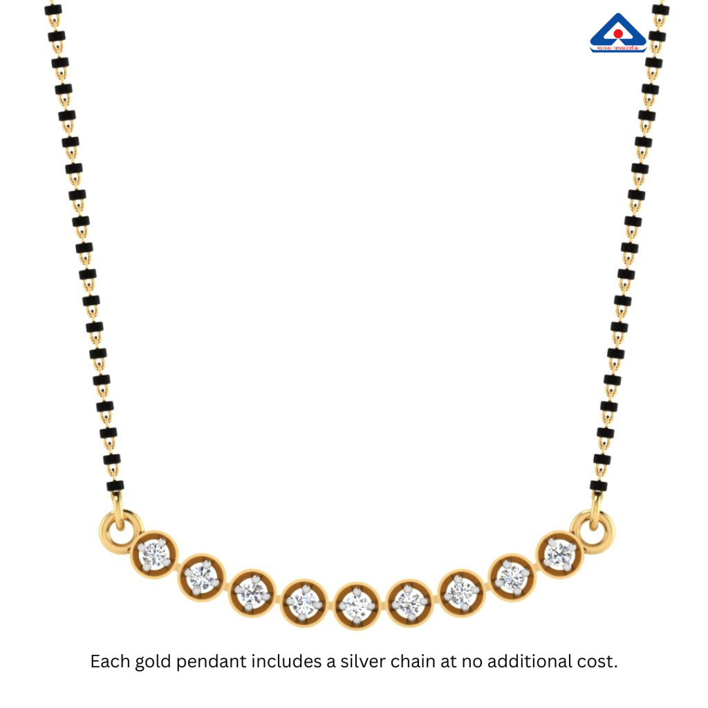Certified Natural Diamond 18K Real Gold Sangam Mangalsutra Pendant : M-0192YG