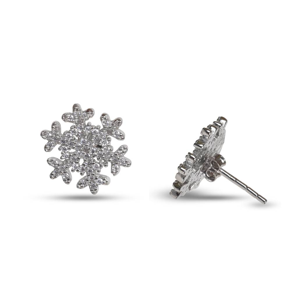 Snowflake Zirconia 92.5 Sterling Silver Stud Earring : SE002