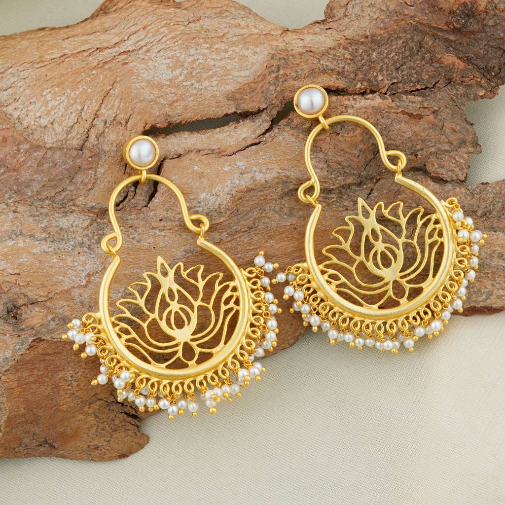 Lotus Filigree Chaand Bali Earrings : WLE06