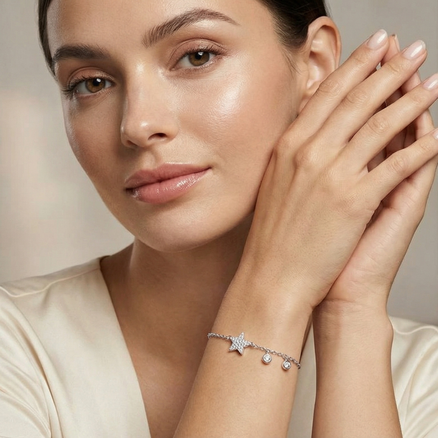 Start Bracelet For Women | Minimal Star Accent Chain Bracelet Jewellery : 1043388403