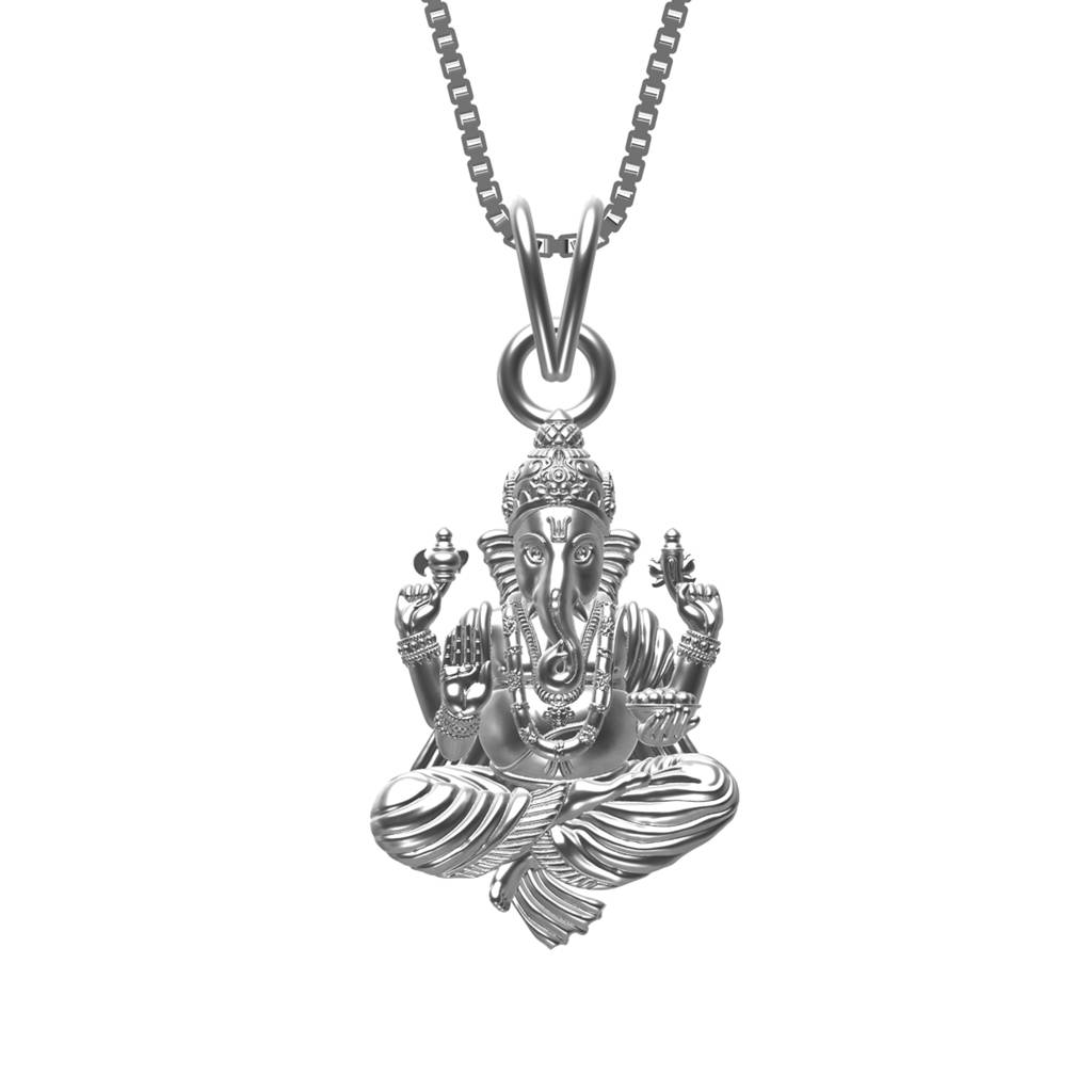 Sterling Silver God Ganesha Pendant : ZLGDP-1014