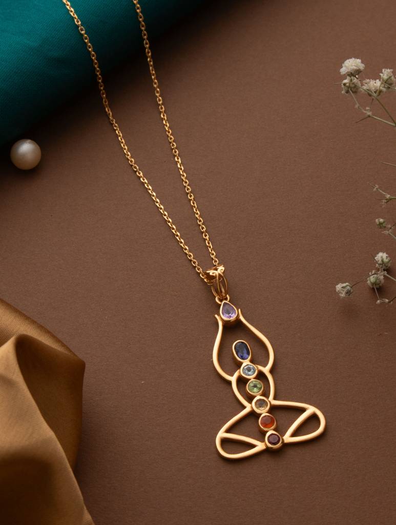 925 Sterling Silver Gold Plated Pendant With Chain For Women | Handmade Jewelry | Elegant Daily Wear Gift : FU-087G-C