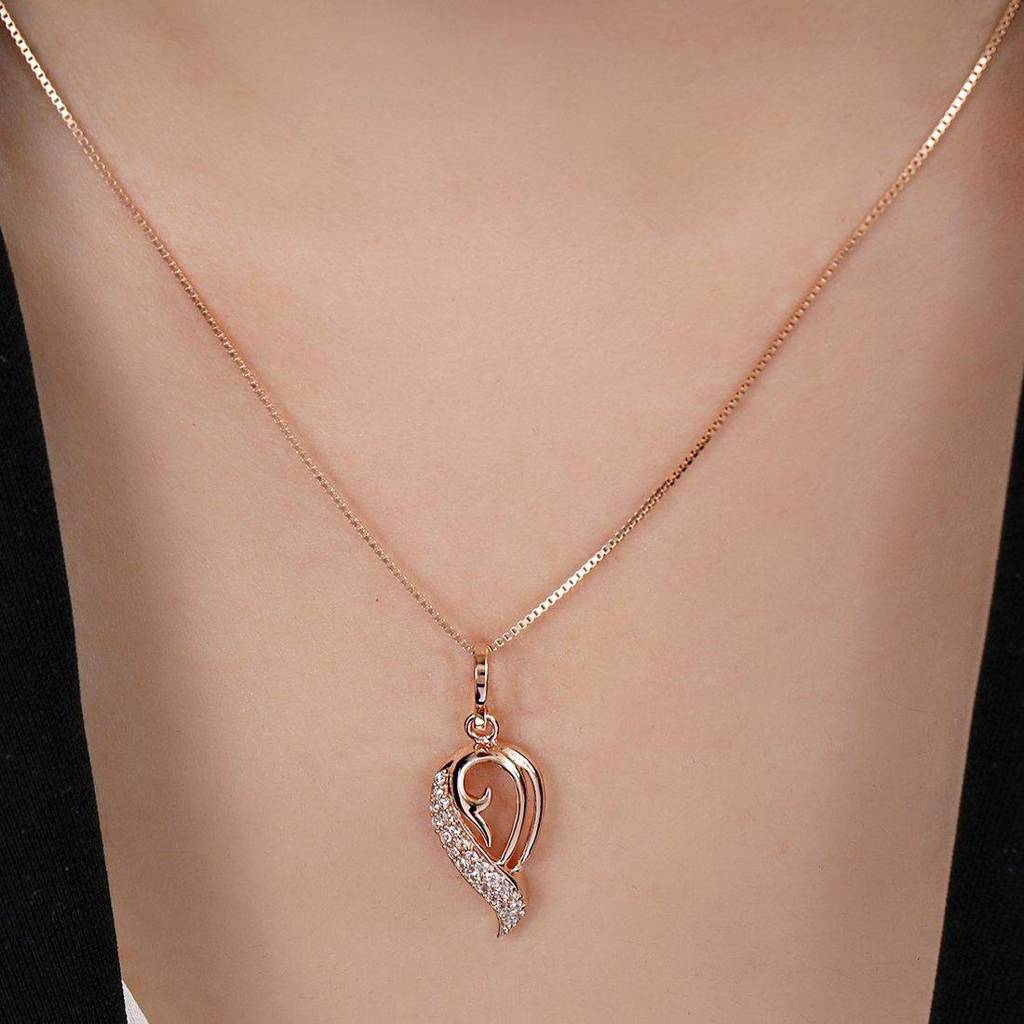 Dazzling Charm 925 Sterling Silver Rose Gold Plated Pendant With Chain : PEN-30205-C-RG