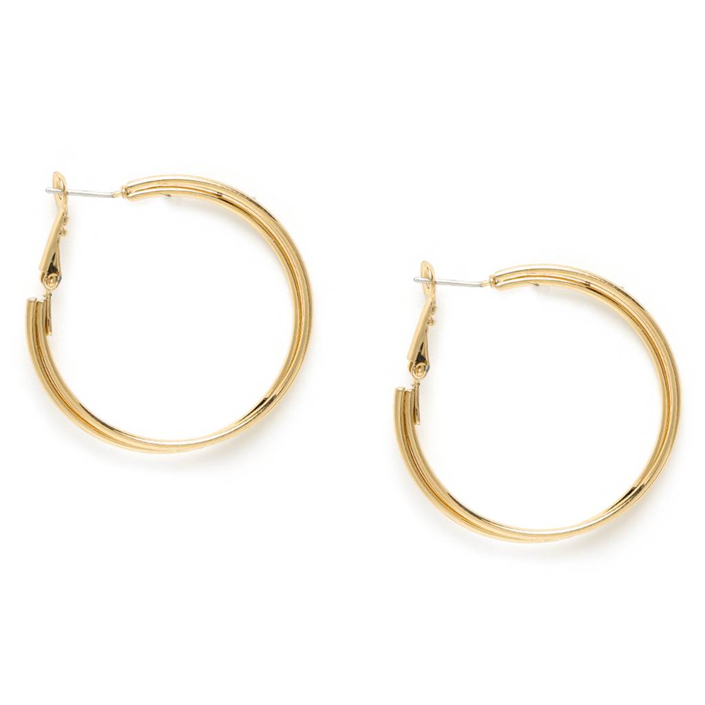 Estele Fashion Earrings For Women And Girls \ Latest Stylish Dual Circular/Double Circular Metallic Hoop Earring : 800713-YBER