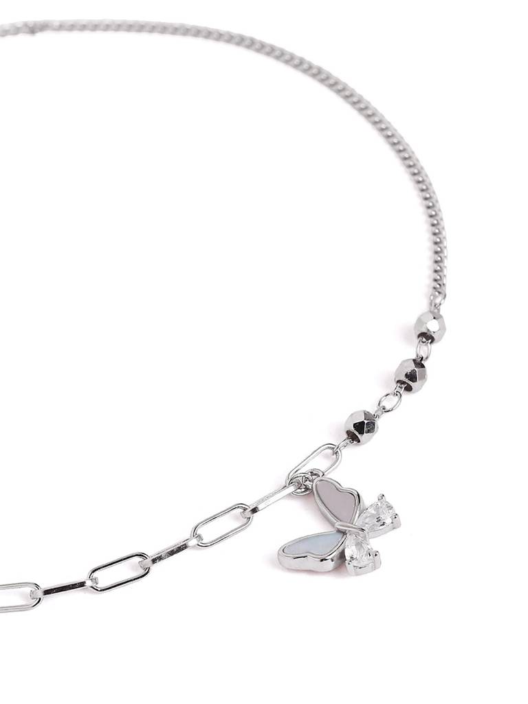 Silver Delicate Butterfly Adjustable Anklet : WAN00036