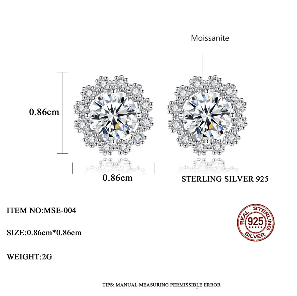 Frosted Halo Moissanite Stud Earrings And Pendant For Women And Girls : FrostedHalo_MSN005