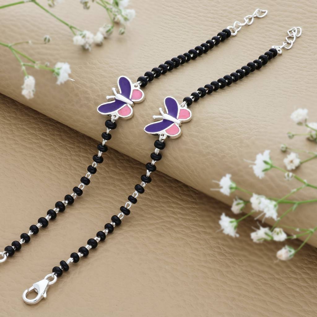 Blissful Butterfly Silver Nazariya For Baby Hand(1 - 2Yrs) : KN-3