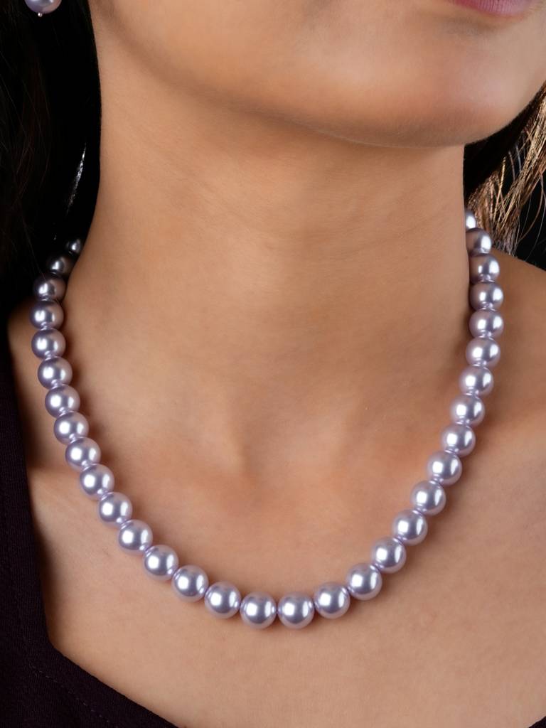 Pink Lavender Pearls Necklace Set : PRMBS13