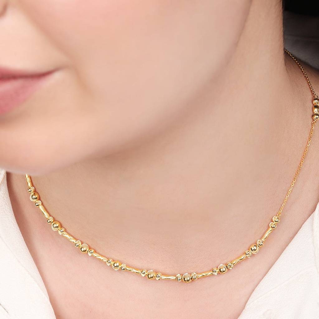 Glistening Aura Gold-Plated Elegance 925 Sterling Silver Charm Necklace : NL-30255-G