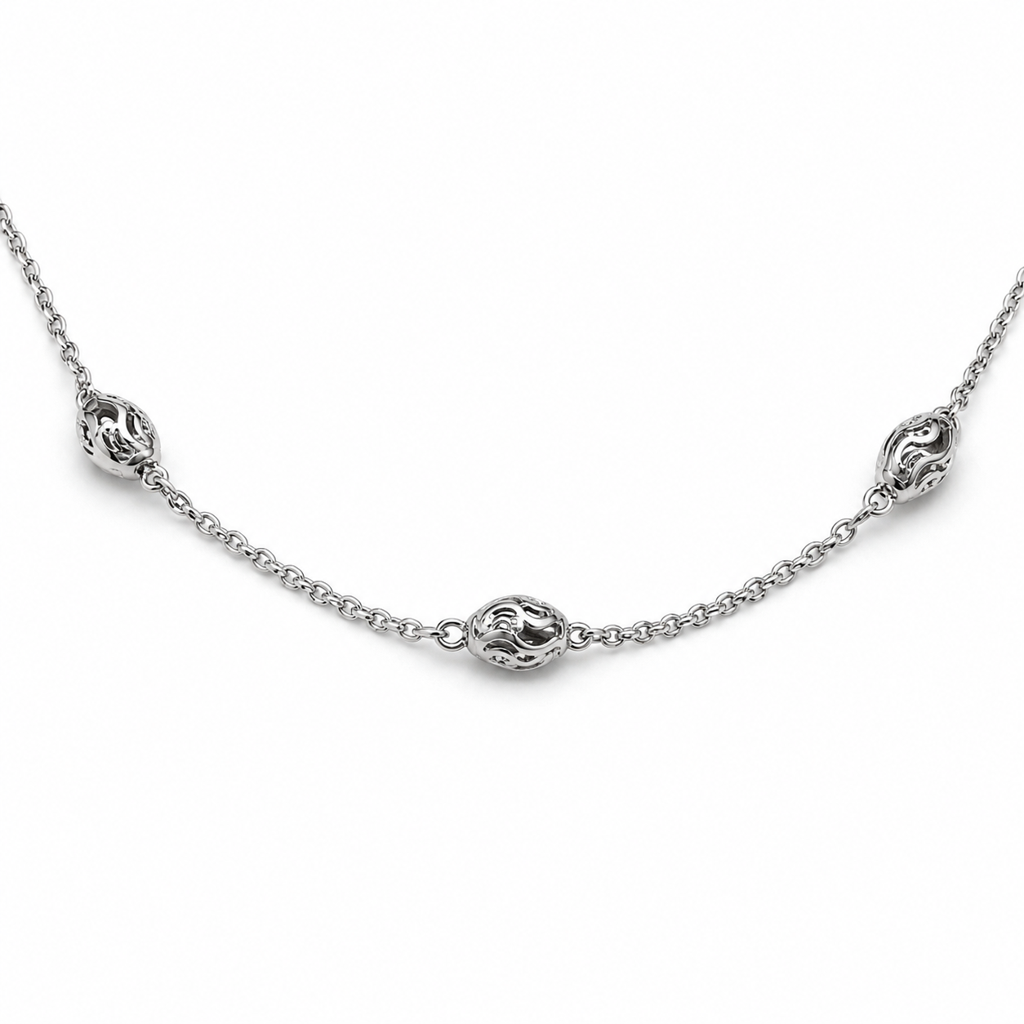 Silver Delicate Oval Anklet : AN03700